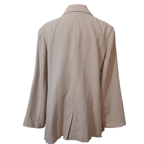 Neutral Linen Blend Blazer Jacket 2X Tan‎ Beige Versatile Minimalist Career Work - Picture 4 of 12
